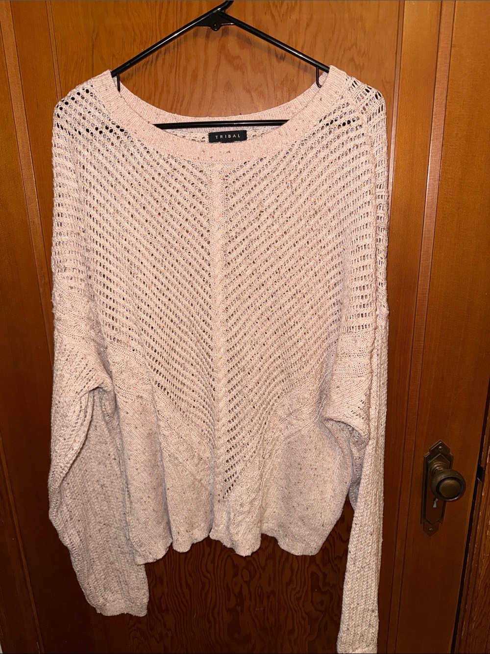 Tribal Cream Open-Knit Scoop Neck Sweater